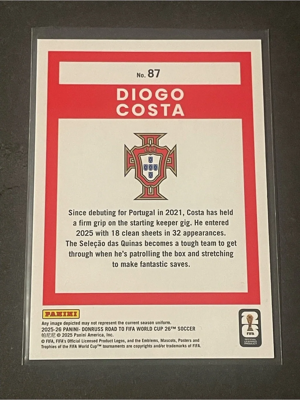 2025-26 Road To FIFA World Cup Diogo Costa Blue Swirl 026/399 Portugal Card